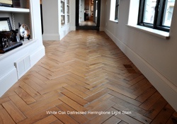 White Oak Distressed Herringbone Light Stain